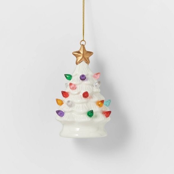 Other - Light up Ceramic Retro Christmas Tree Ornament White Nwt
